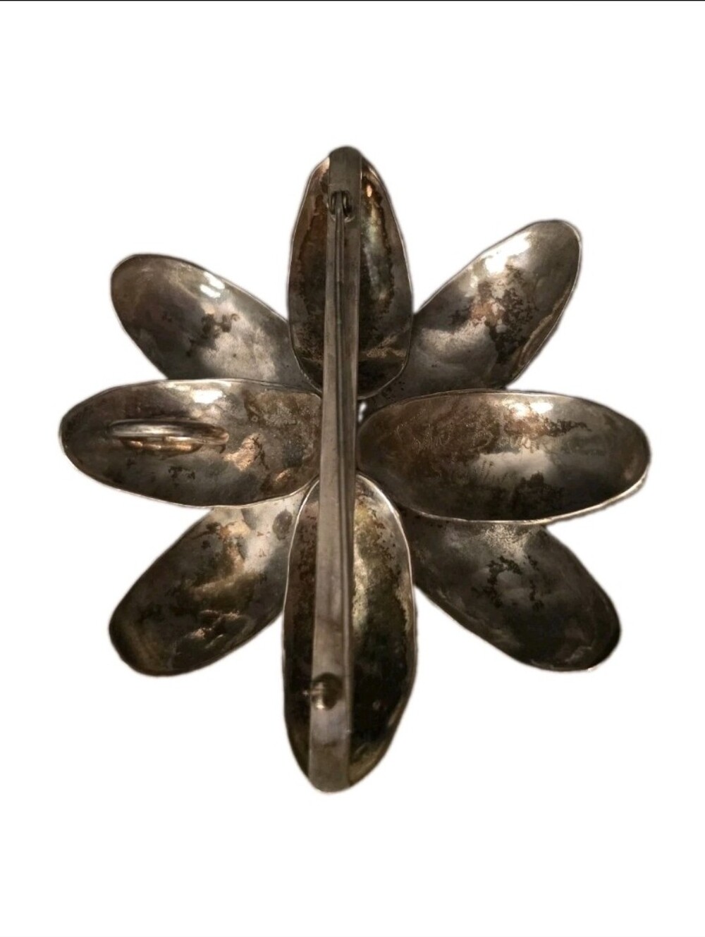 Vintage Large Silver Tone Flower Brooch Pendant Statement Pin 3.5" - Picture 2 of 5